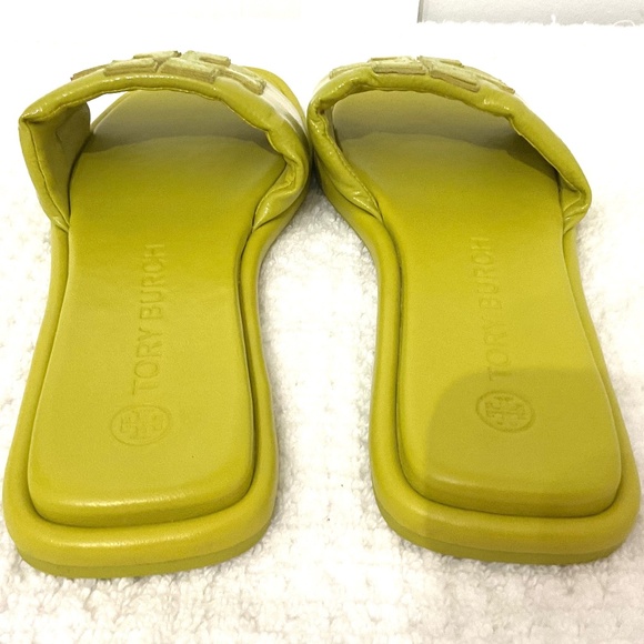 Tory Burch double -T leather sport slide sandals in lime color Size 9M - Picture 5 of 16